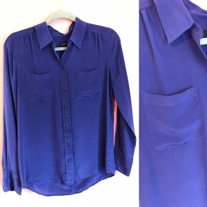 J Crew Silk Crepe Blouse, Cobalt Blue Size S